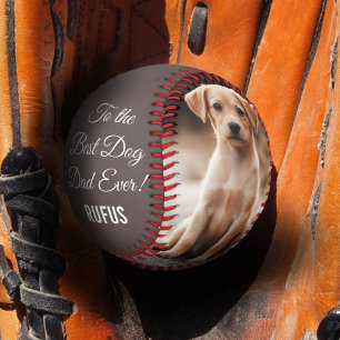 To the Best Dog Dad Ever Custom Photo & Text Baseball