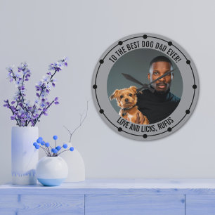 To the Best Dog Dad Ever Custom Photo & Text Large Clock