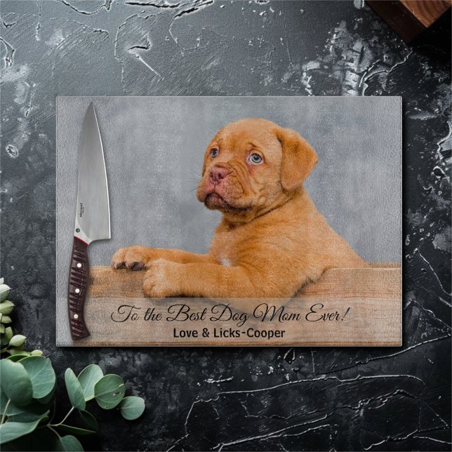 To the Best Dog Mum Ever Custom Photo & Text Cutting Board (Creator Uploaded)