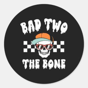 To The Bone Skeleton Halloween Two Birthday Toddle Classic Round Sticker