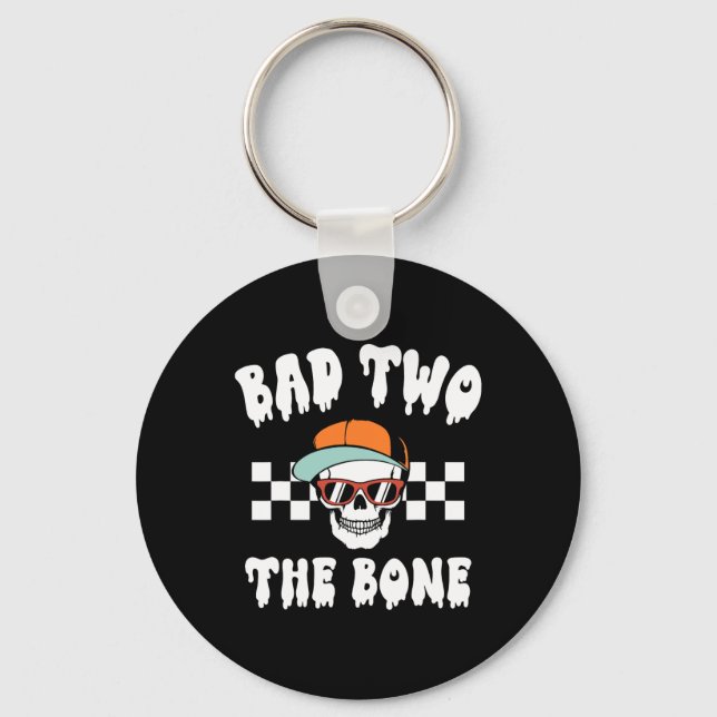 To The Bone Skeleton Halloween Two Birthday Toddle Key Ring (Front)