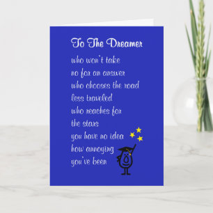 To The Dreamer - a fun high school graduation poem Card