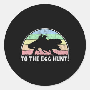 To The Egg Hunt - T-rex Bunny Dinosaur Easter Classic Round Sticker