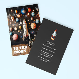 To The Moon 1st Birthday Invitation