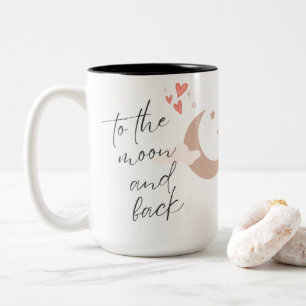 To the Moon and Back Cute Hearts And Moon Two-Tone Coffee Mug