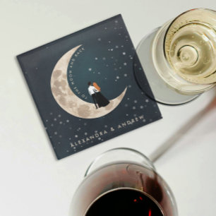To The Moon And Back Cute Love Stars Night Sky Glass Coaster