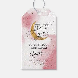 To The Moon and Back Girl Birthday Favour Gift Tags