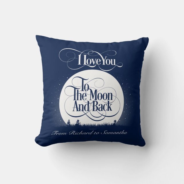 To The Moon And Back (personalised) Cushion (Front)