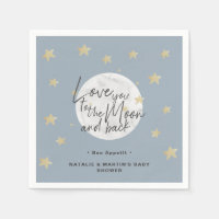 To The Moon & Back Boy Baby Shower Paper