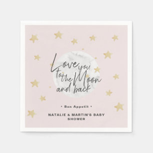 To The Moon & Back Girl Baby Shower Paper Napkin