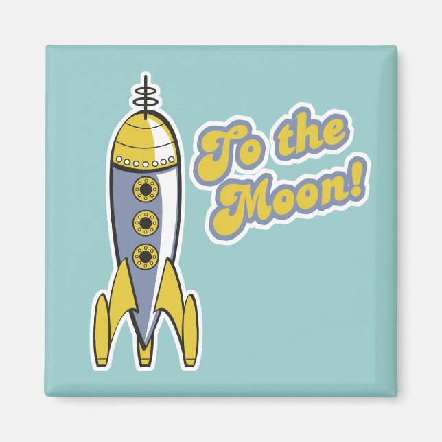 to the moon retro space rocket magnet (Front)