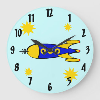 To the Moon Retro Spaceship Wall Clock