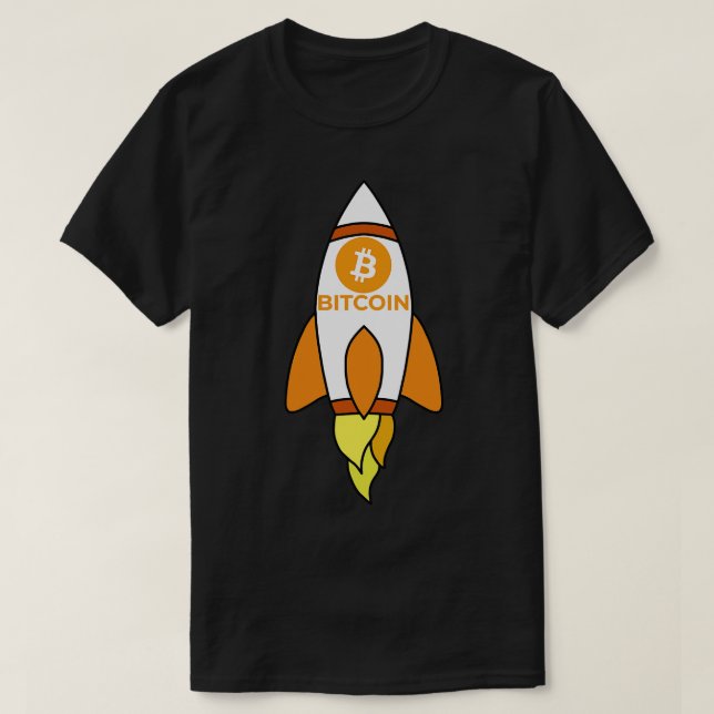 To The Moon Rocket Bitcoin T-Shirt (Design Front)