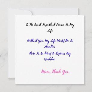To The Most Person Important Person In My Life Invitation