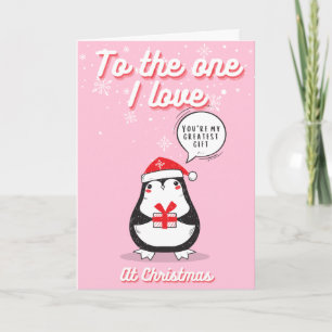 To The One I Love Pink Christmas Card