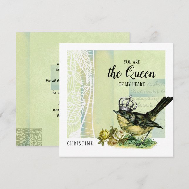 To the Queen of my Heart. Valentine's Day Cards (Front/Back)