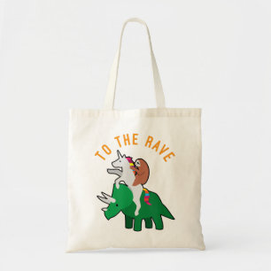 To The Rave  Funny EDM Unicorn Sloth Dinosaur  Tote Bag