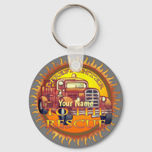 To The Rescue fire truck firefighter Key Ring