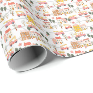 To the Rescue - Firefighters in action Fire Truck Wrapping Paper