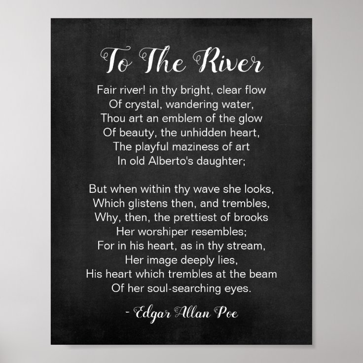 To The River Poem Black and White Poster Zazzle
