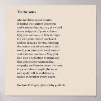 "To the sons" Poetry Print 