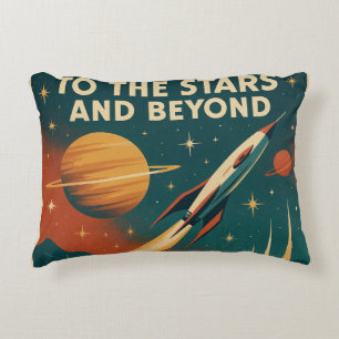 "To The Stars And Beyond" Vintage Space Travel  Decorative Cushion