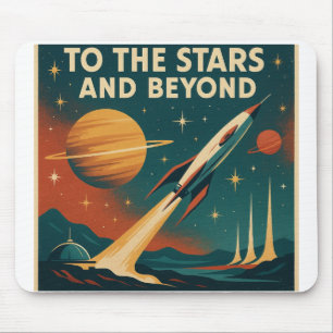 "To The Stars And Beyond" Vintage Space Travel Mouse Mat