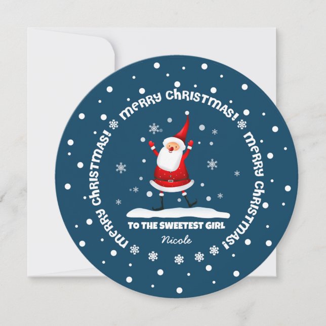 To the Sweetest Girl from Santa Claus Christmas Holiday Card (Front)