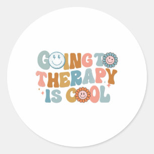 To The Therapy Is Cool Retro Feminist Classic Round Sticker