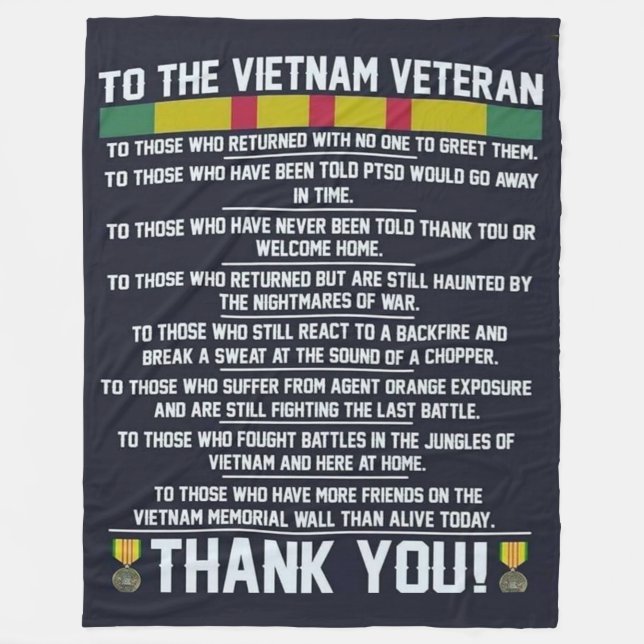 TO THE VIETNAM VETERAN, THANK YOU FLEECE BLANKET (Front)