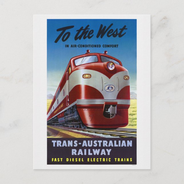 To The West Australia Railway Travel Postcard (Front)