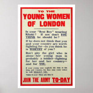To the Young Women of London, recruitment poster, Poster