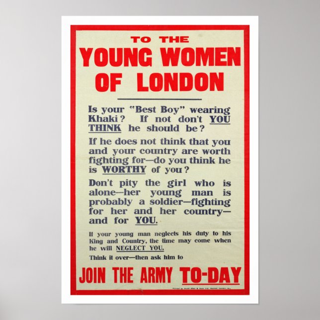 To the Young Women of London, recruitment poster, Poster (Front)