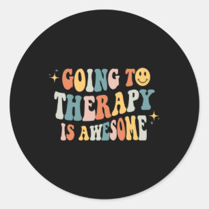 To Therapy Is Awesome Mental Health Awareness Retr Classic Round Sticker