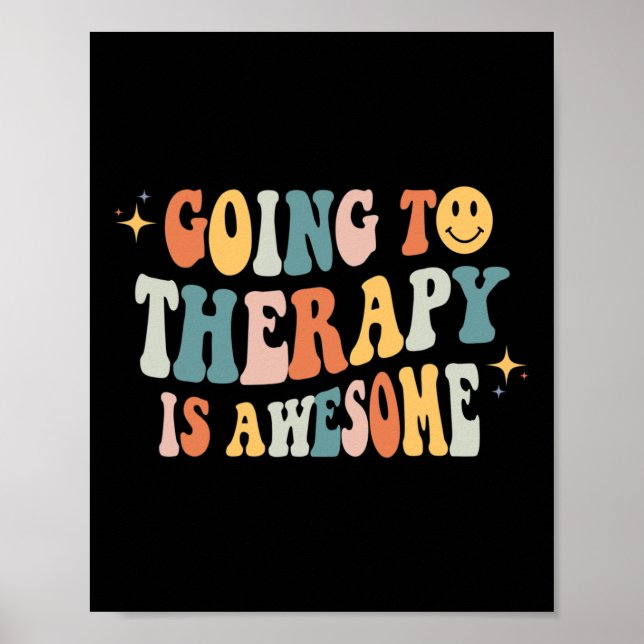 To Therapy Is Awesome Mental Health Awareness Retr Poster (Front)