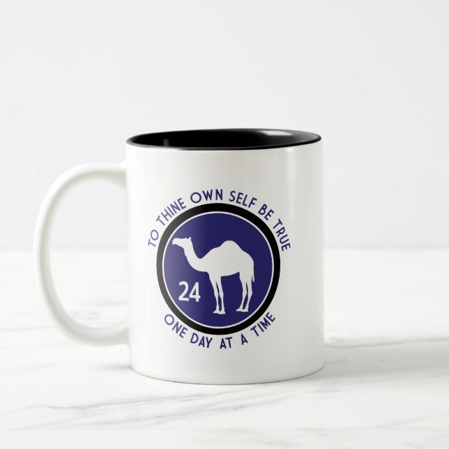 To Thine Own Self Be True - Purple/Black Design Two-Tone Coffee Mug (Left)