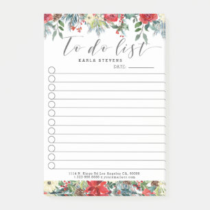 To to List Christmas typography red roses border Post-it Notes