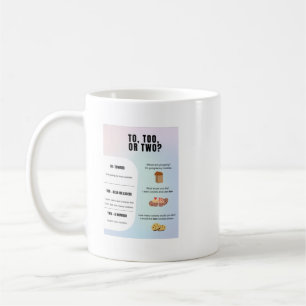 To, Too, Two Grammar Coffee Mug