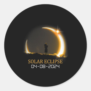 To Total Solar Eclipse 04-08-2024  Classic Round Sticker