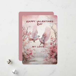 To White Lovebirds Valentine's Day Greetings Holiday Card