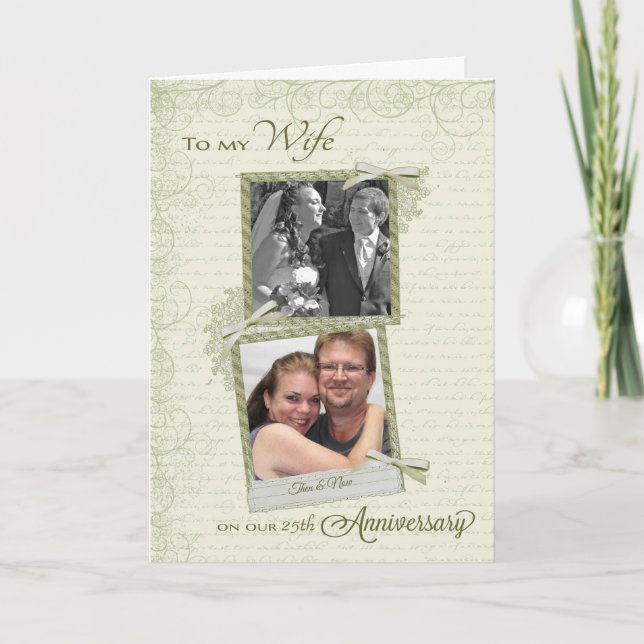 To Wife on __th Anniversary - Custom Then & Now Card (Front)