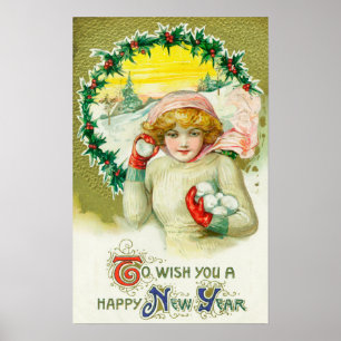 To Wish you a Happy New Year Snowball Fight Poster