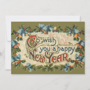 To Wish You a Happy New Year, Vintage Victorian Invitation