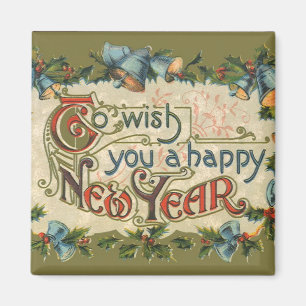 To Wish You a Happy New Year, Vintage Victorian Magnet