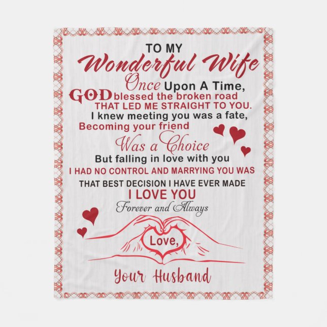 To Wonderful Wife I Knew Meeting You Was A Fate Fleece Blanket (Front)