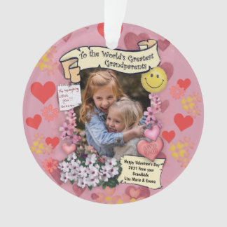 To World's Greatest Grandparents 2 photos & text Ornament