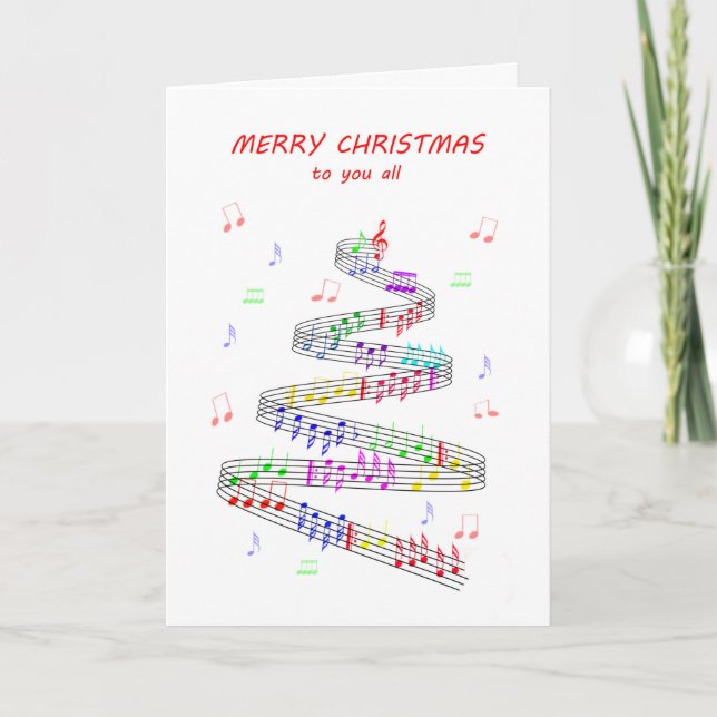 To You All Sheet Music with a Stave Christmas Holiday Card (Front)