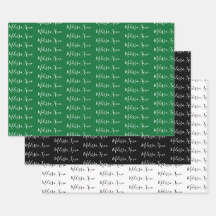 To Your Name Mod Handwriting White, Green & Black Wrapping Paper Sheet