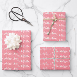 To Your Name Modern Handwriting Bubble Gum Pink Wrapping Paper Sheet