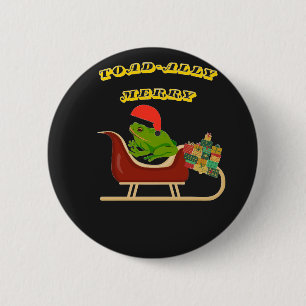 Toad-ally Merry Frog Christmas Tee 6 Cm Round Badge
